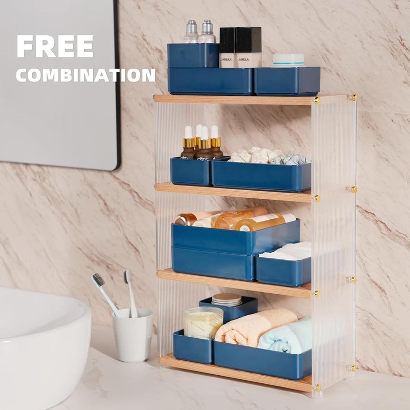 CHANCETSUI 11-Piece Stackable Drawer Organizer Set, Multi-size Desk Drawer Organizer Trays Vanity Storage Bins for Storing Makeup, Stationery, Utensils in Bathroom Dresser, Office and Kitchen - Image 4
